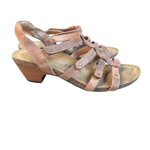 Taos Women's Spirit Brown Leather Wedge Sandals 8 Gladiator Strappy